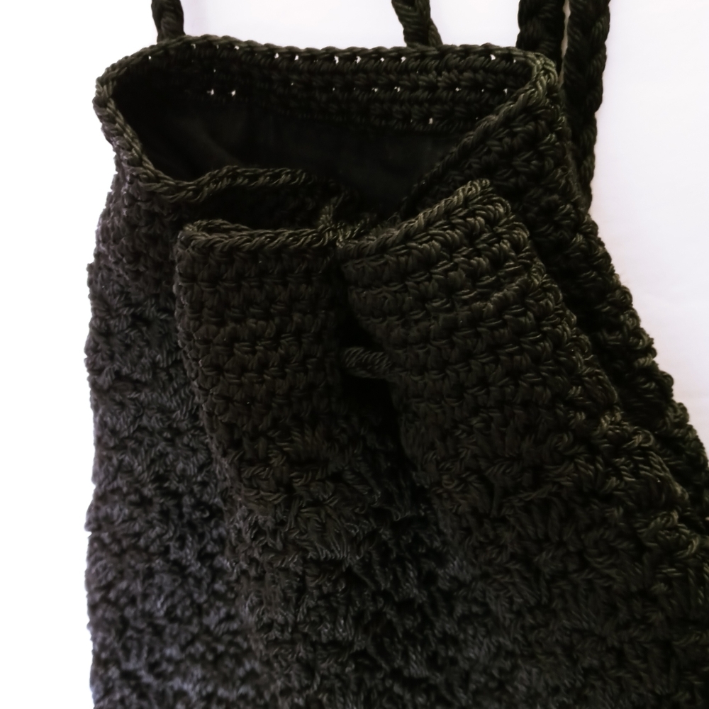 Giannini Black Mini Crocheted Drawstrings Shoulde… - image 7